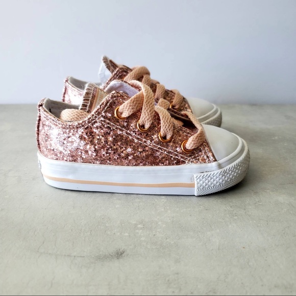 Converse | Shoes | Toddler Rose Pink Gold Glitter Converse Allstar Sneakers  5 | Poshmark